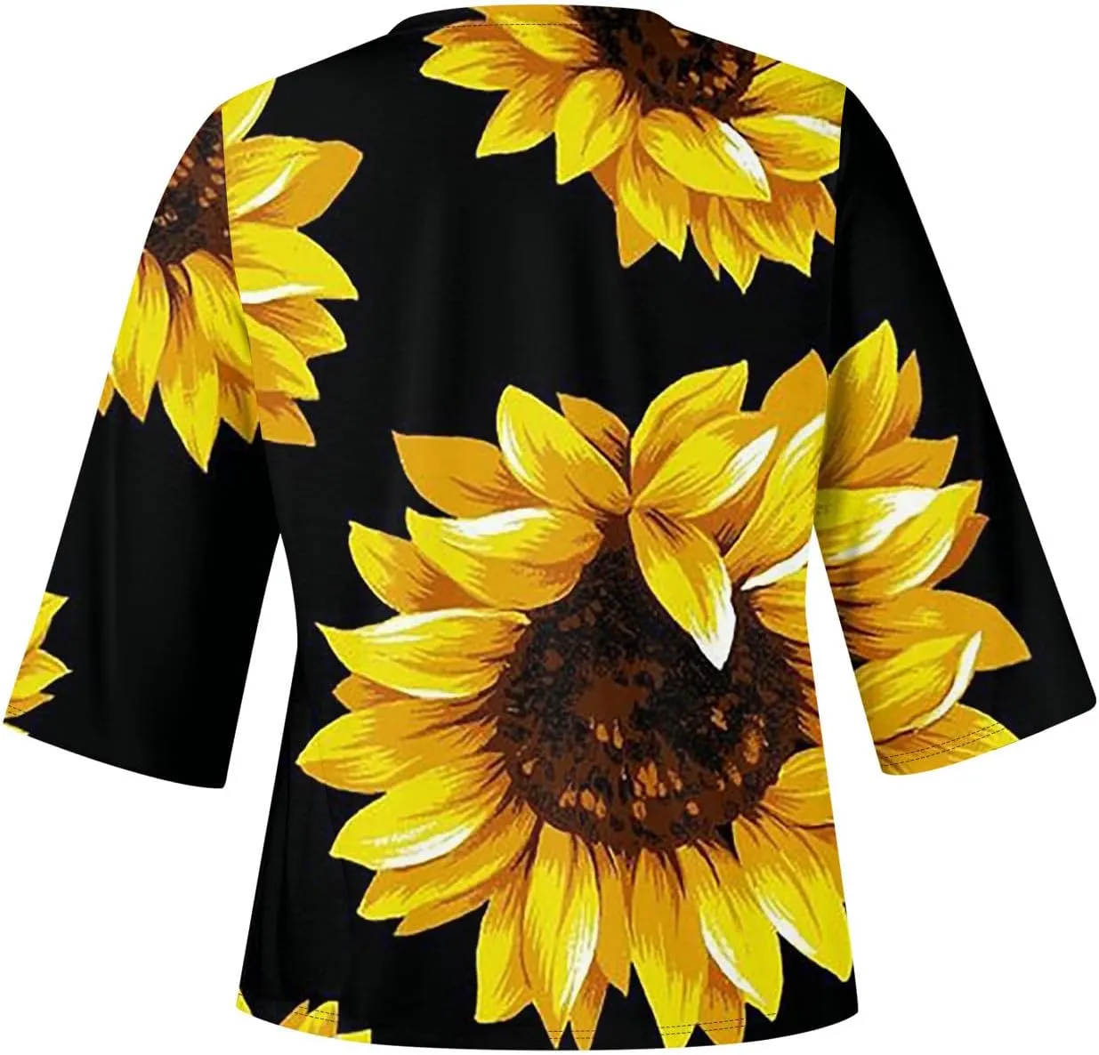 3/4 Sleeve T Shirts for Women V Neck 3/4 Sleeve Pullover Floral Print Baggy T Shirts Business Cute Work Tops
