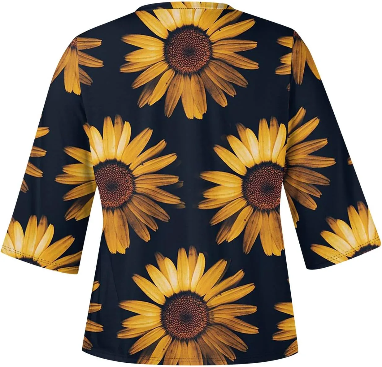 3/4 Sleeve T Shirts for Women V Neck 3/4 Sleeve Pullover Floral Print Baggy T Shirts Business Cute Work Tops