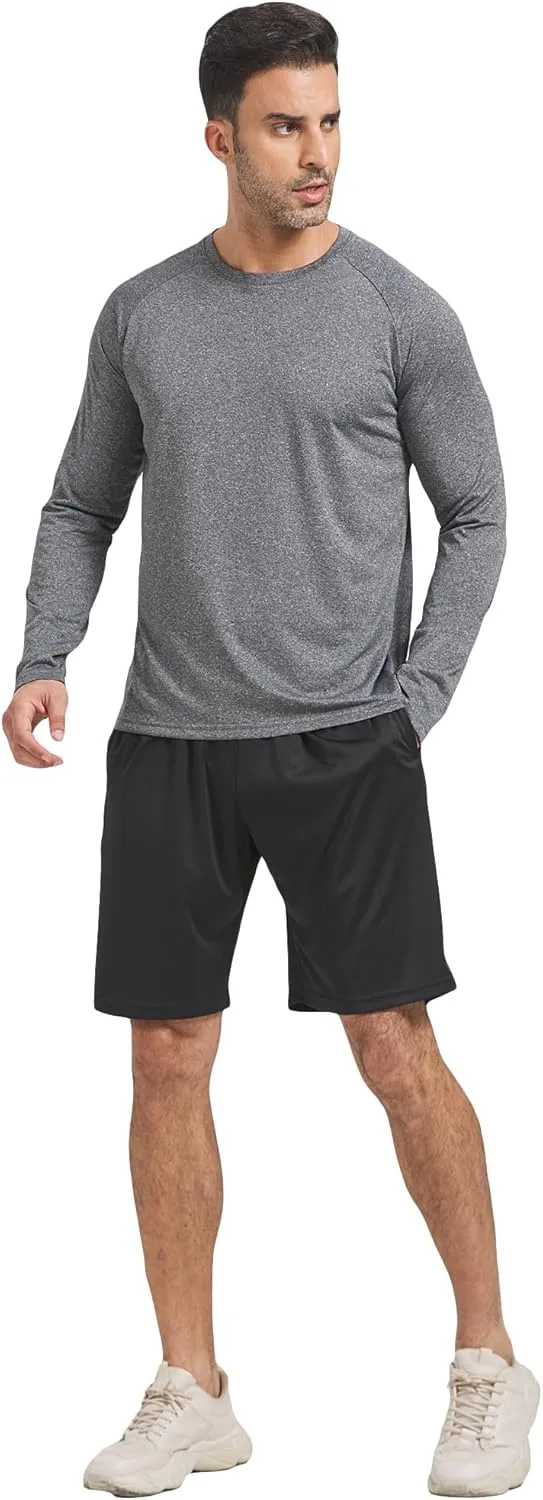 4 Pack Men's Dry Fit T Shirts Athletic Running Gym Workout Long Sleeve T Shirts for Men