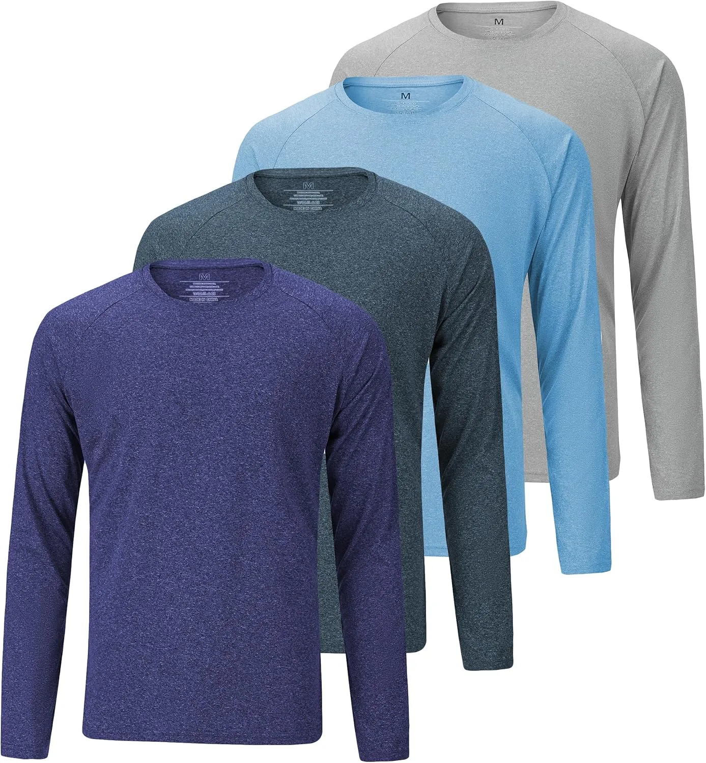 4 Pack Men's Dry Fit T Shirts Athletic Running Gym Workout Long Sleeve T Shirts for Men