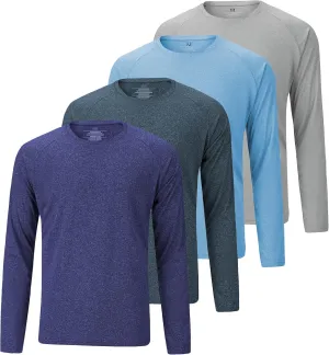 4 Pack Men's Dry Fit T Shirts Athletic Running Gym Workout Long Sleeve T Shirts for Men