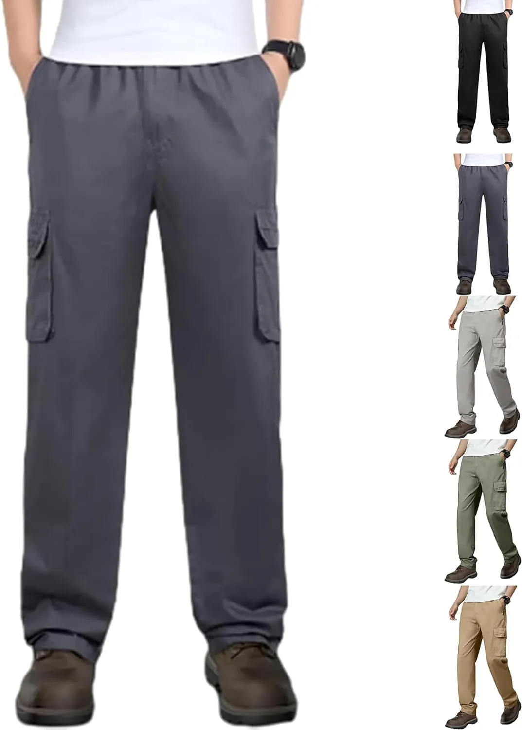 Adorlina Pants for Men, Adorlina Cargo Pants, Ultra Comfort Flex Multi-Pocket Pants, Men's Elastic Waist Drawstring Pants