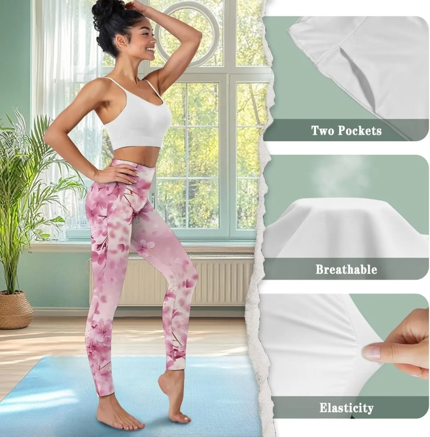 AFPANQZ Women's Yoga Leggings with Pockets Seamless Yoga Pants Casual Running Dance Sports Activewear Workout Stretch Capri