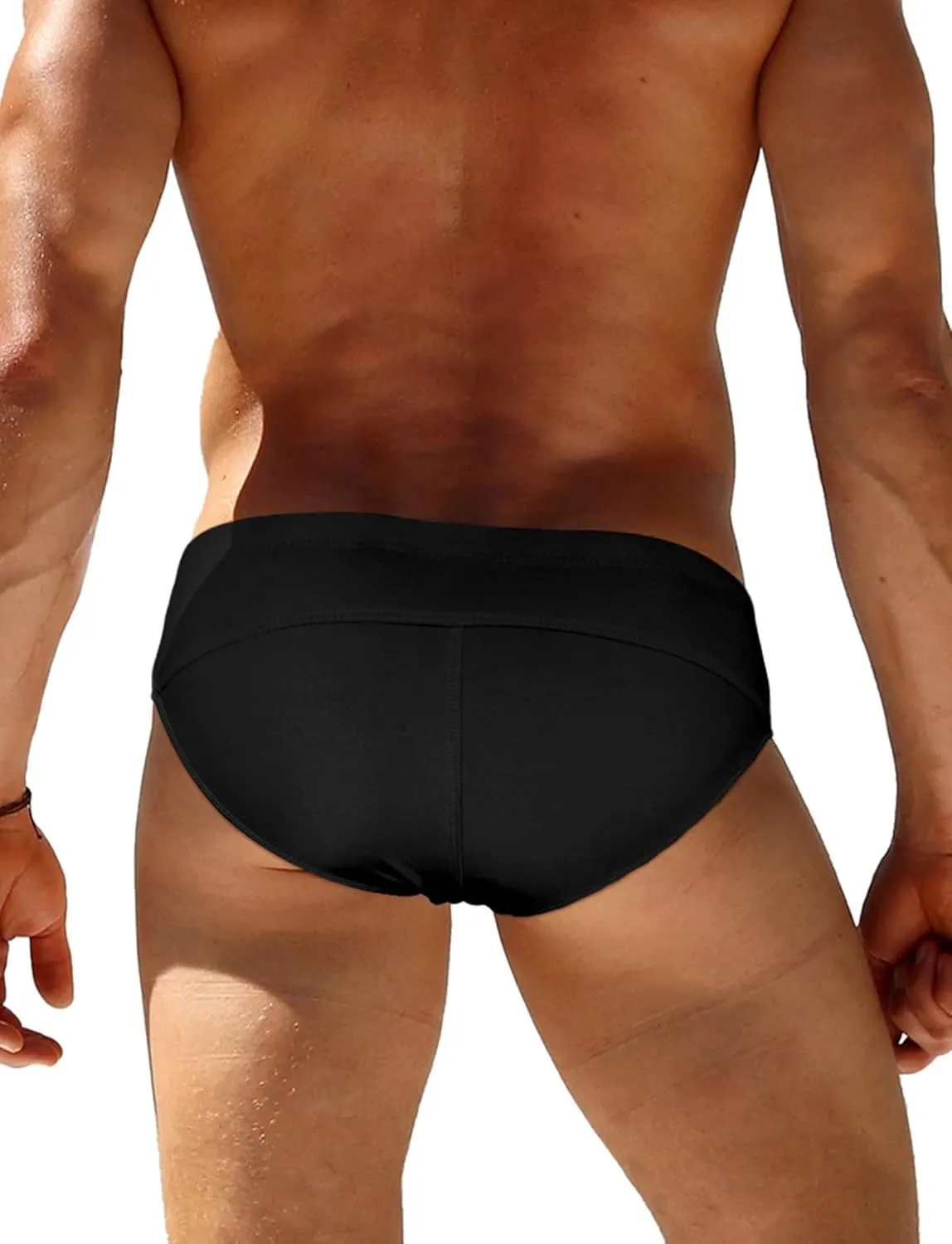 AIEOE Mens Swim Briefs Low Rise Quick Dry Swimsuit Athletic Training Swimwear Hook and Eye