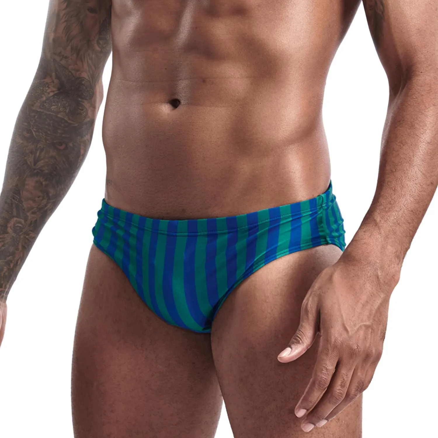 AIMPACT Mens Stripe Swim Briefs Retro Swimwear Sexy Bikini Swimsuit Print Bathing Suit