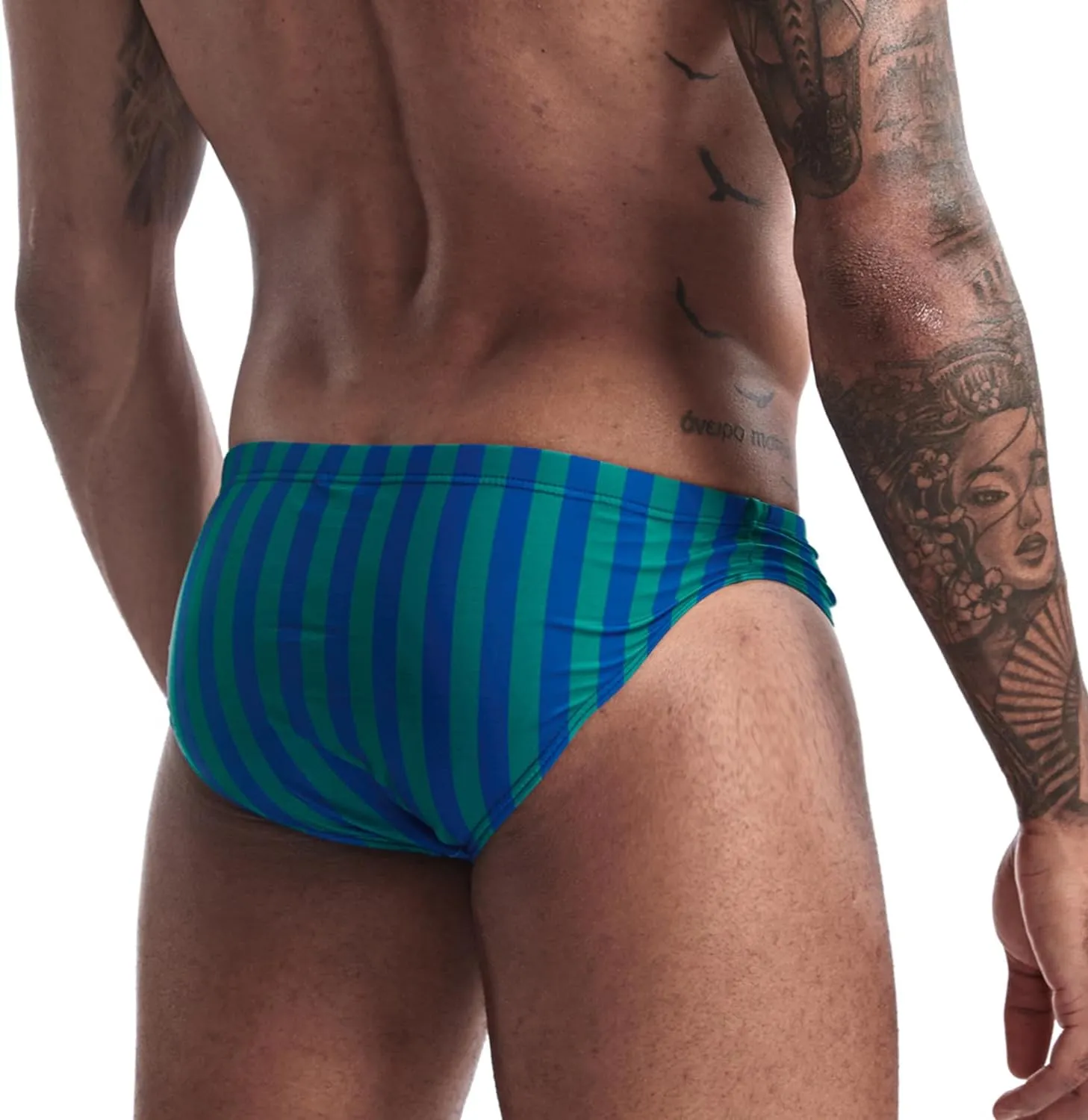 AIMPACT Mens Stripe Swim Briefs Retro Swimwear Sexy Bikini Swimsuit Print Bathing Suit