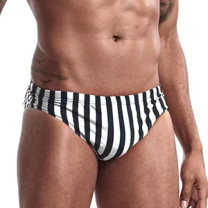 AIMPACT Mens Stripe Swim Briefs Retro Swimwear Sexy Bikini Swimsuit Print Bathing Suit