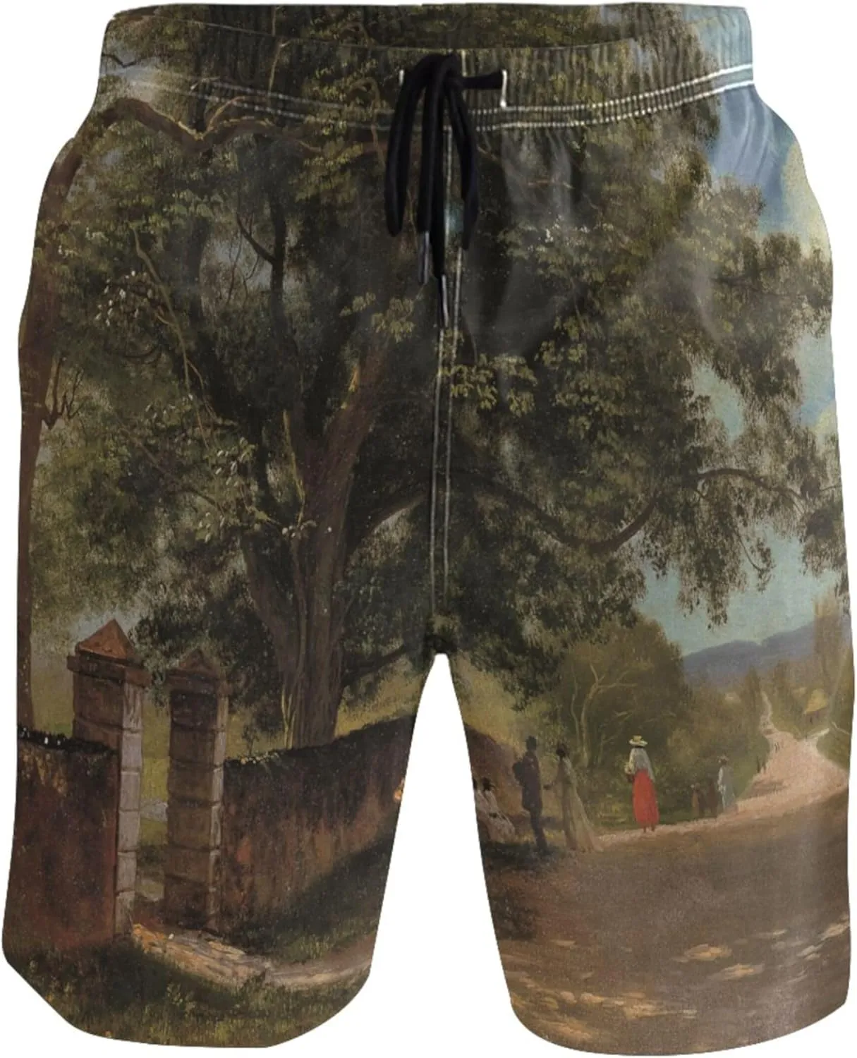 Albert Bierstadt California Spring Swimming Boardshorts Mens Swim Trunks Funny Hawaiian Swimwear Drawstring Shorts S