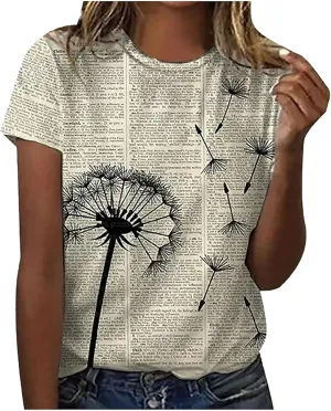 Alzheimers Awareness Shirts Women Crewneck Floral Print Graphic Tee Casual Summer Tops Short Sleeve Loose Comfy T Shirts