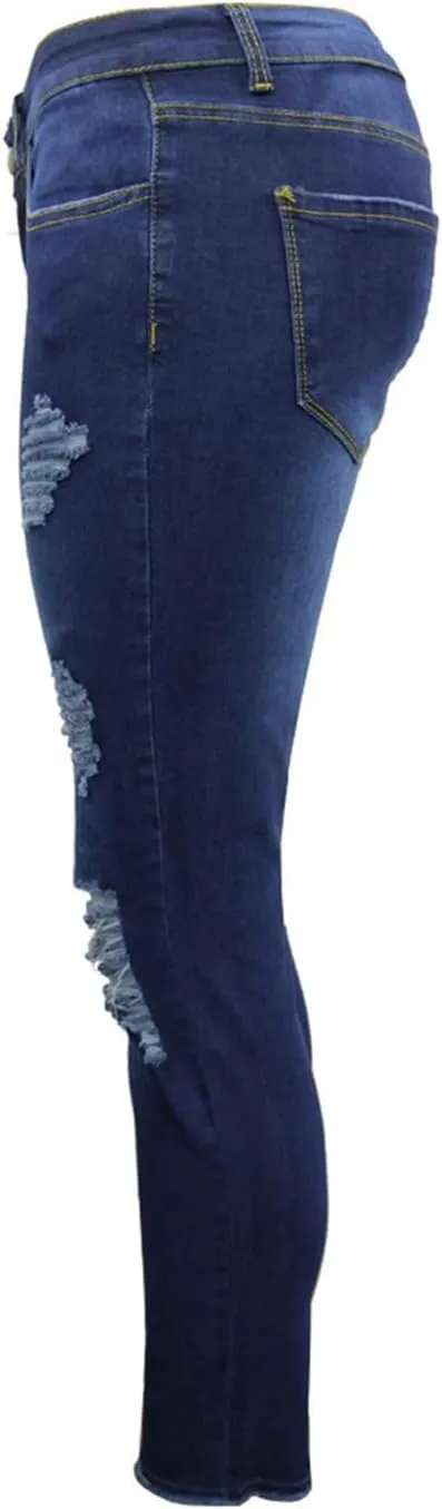 Andongnywell Distressed Jeans Women Skinny Ripped Jeans High Rise Stretch Butt Lift Jegging Sexy Denim Pants with Pockets