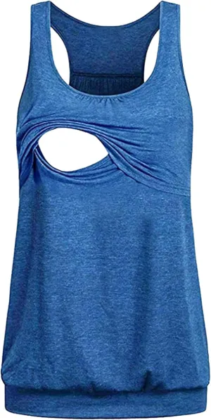 Andongnywell Plus Size Tank Tops Breastfeeding Shirt Women?s Maternity Nursing Vest Sleeveless Tops