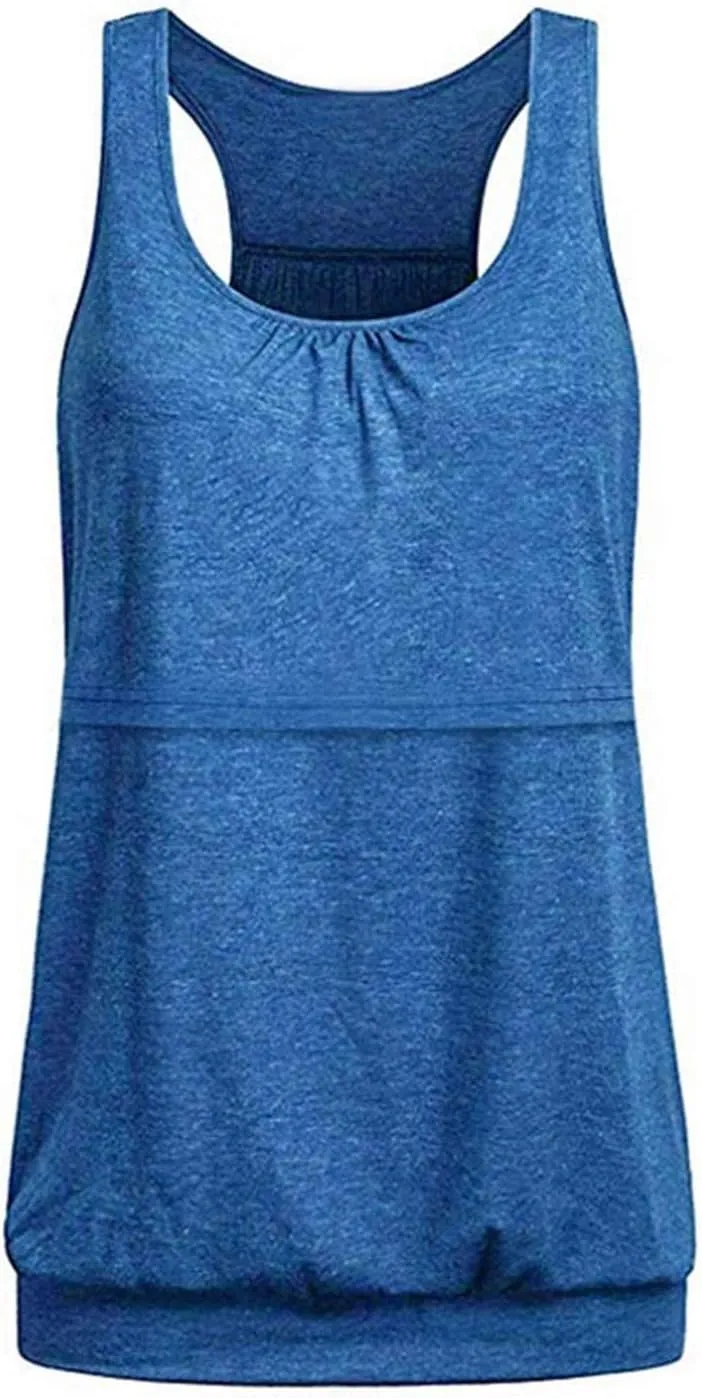 Andongnywell Plus Size Tank Tops Breastfeeding Shirt Women?s Maternity Nursing Vest Sleeveless Tops
