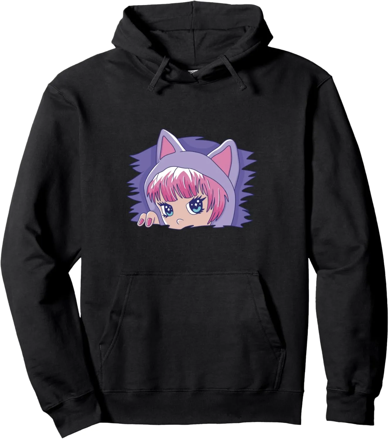 Anime Kitten Girl Graphic Tee Women Harajuku Streetstyle Pullover Hoodie