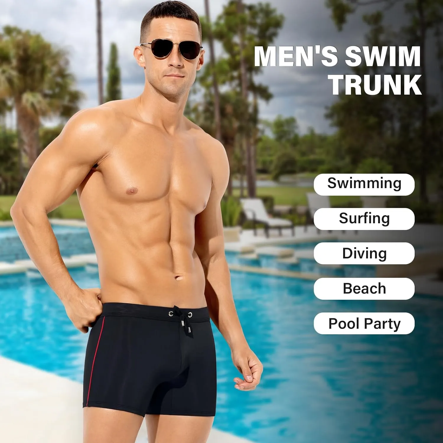 Arjen Kroos Mens Swim Trunks Quick Dry Swim Briefs Color Block Swimwear Bathing Suit with Drawstring