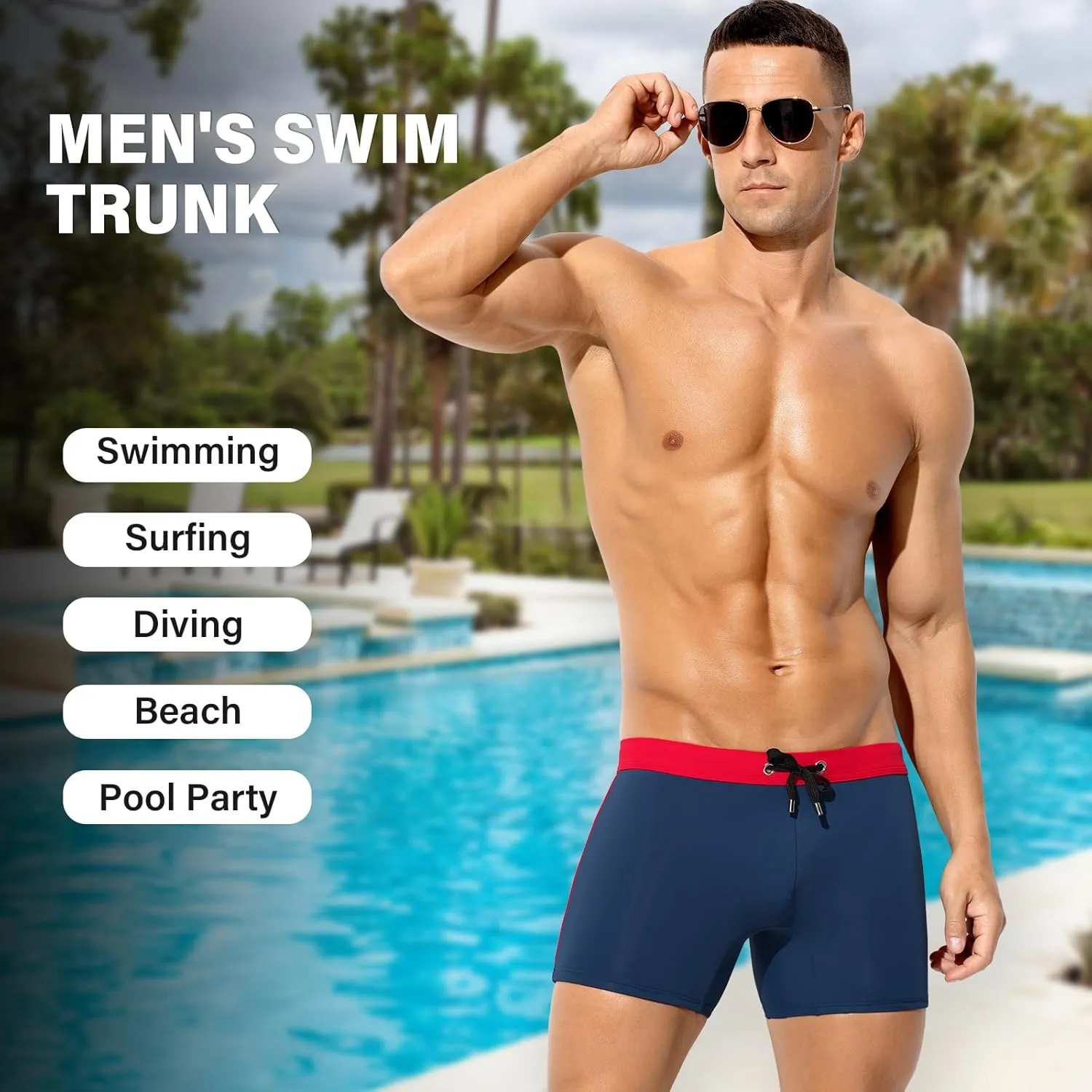 Arjen Kroos Mens Swim Trunks Quick Dry Swim Briefs Color Block Swimwear Bathing Suit with Drawstring