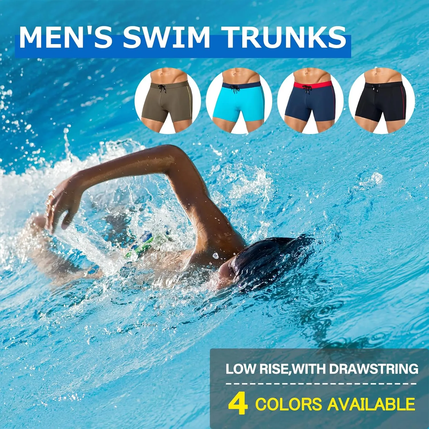 Arjen Kroos Mens Swim Trunks Quick Dry Swim Briefs Color Block Swimwear Bathing Suit with Drawstring