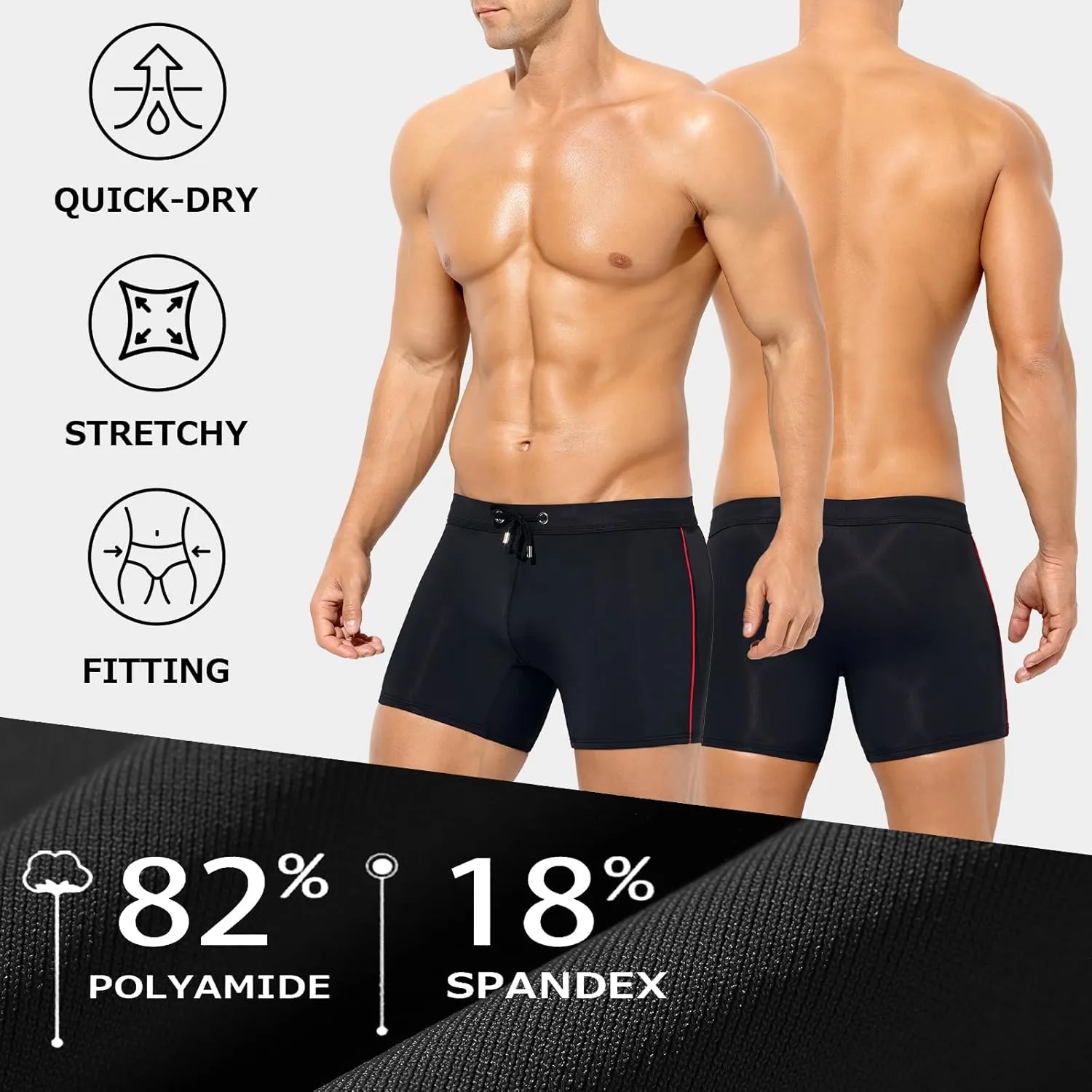 Arjen Kroos Mens Swim Trunks Quick Dry Swim Briefs Color Block Swimwear Bathing Suit with Drawstring