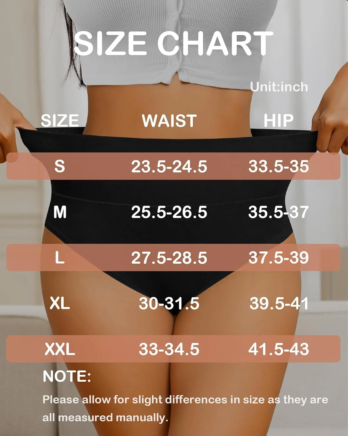 ASIMOON High Waisted Bikini Underwear for Women Tummy Control Cotton Panties Soft Strech No Muffin Cheeky Panty Multi Pack