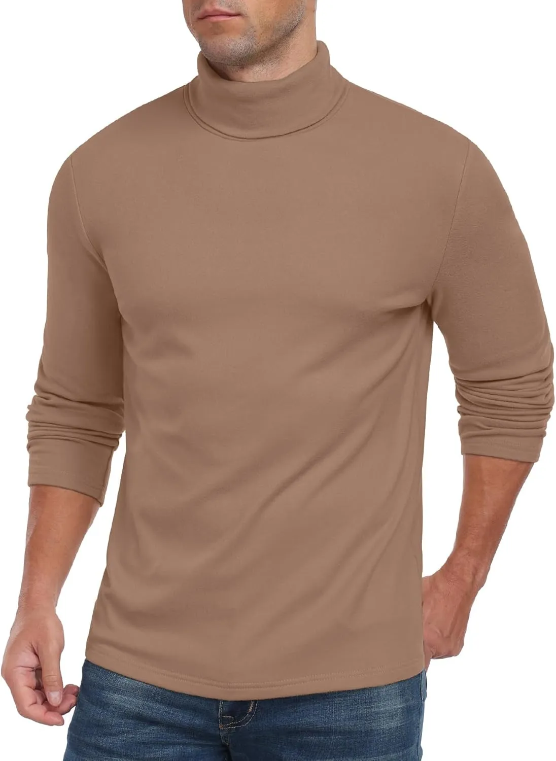 Askdeer Men's Turtleneck Long Sleeve Shirts Thermal Underwear Tops Basic Pullover Sweater Tees