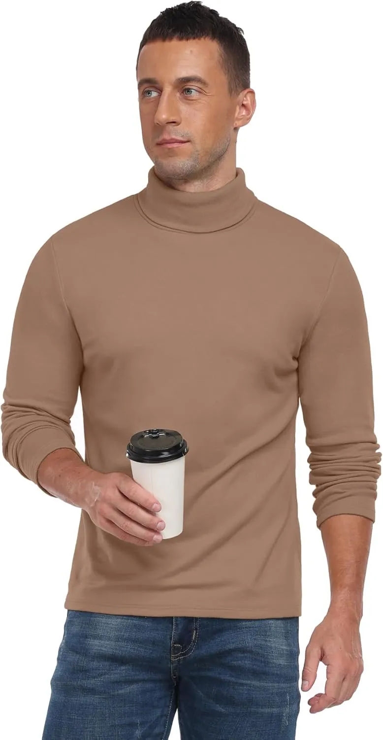 Askdeer Men's Turtleneck Long Sleeve Shirts Thermal Underwear Tops Basic Pullover Sweater Tees