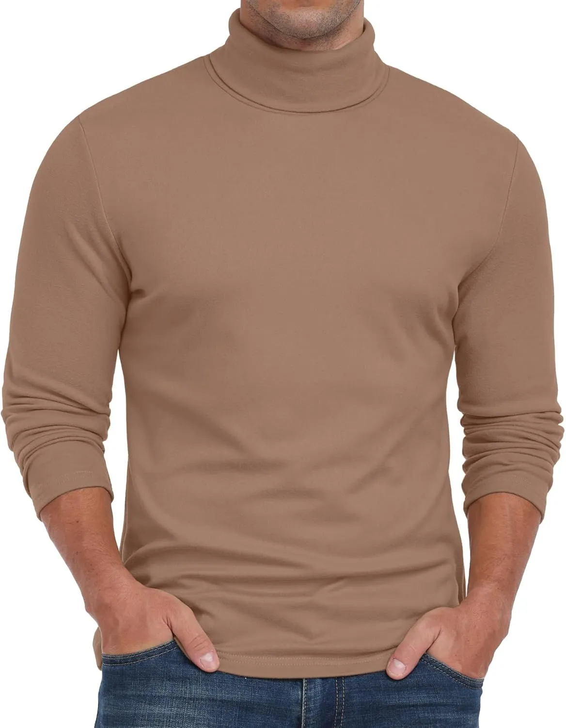 Askdeer Men's Turtleneck Long Sleeve Shirts Thermal Underwear Tops Basic Pullover Sweater Tees