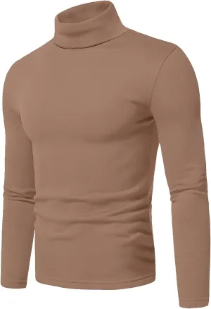 Askdeer Men's Turtleneck Long Sleeve Shirts Thermal Underwear Tops Basic Pullover Sweater Tees