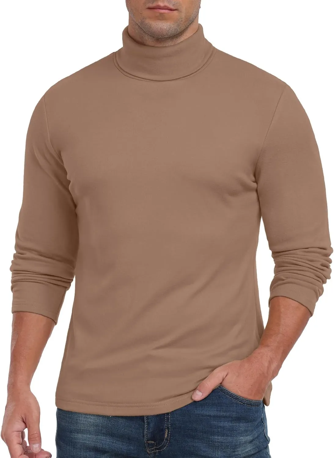 Askdeer Men's Turtleneck Long Sleeve Shirts Thermal Underwear Tops Basic Pullover Sweater Tees