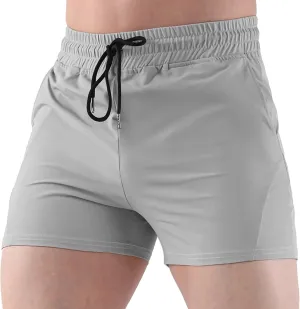 Athletic Gym Shorts Men Drawstring Workout Running Shorts Summer Breathable Fitness Shorts Quick Dry with Pocket