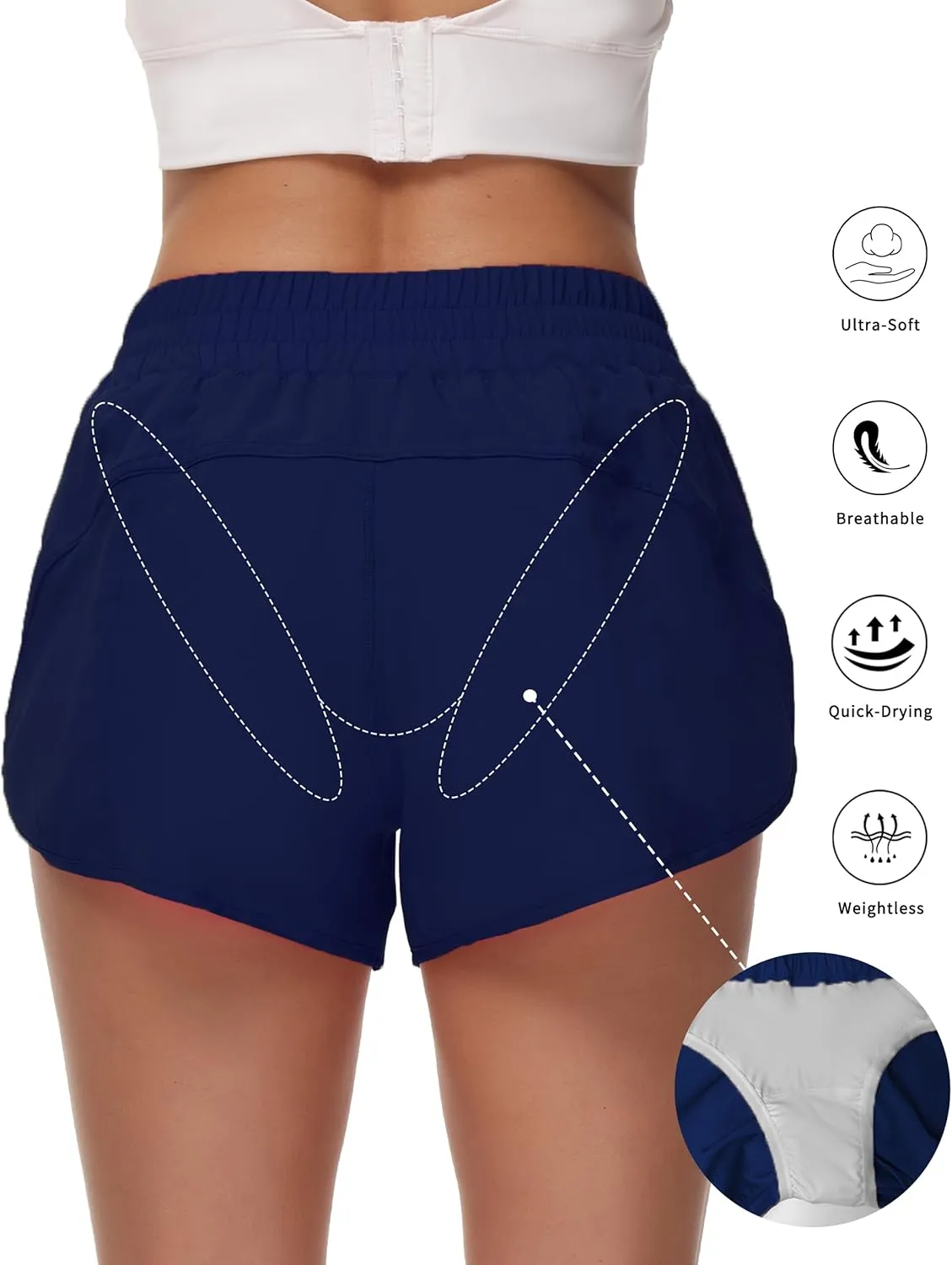 Athletic Shorts for Women Running Shorts Sporty Quick Dry Workout Shorts with Liner Zipper Pocket