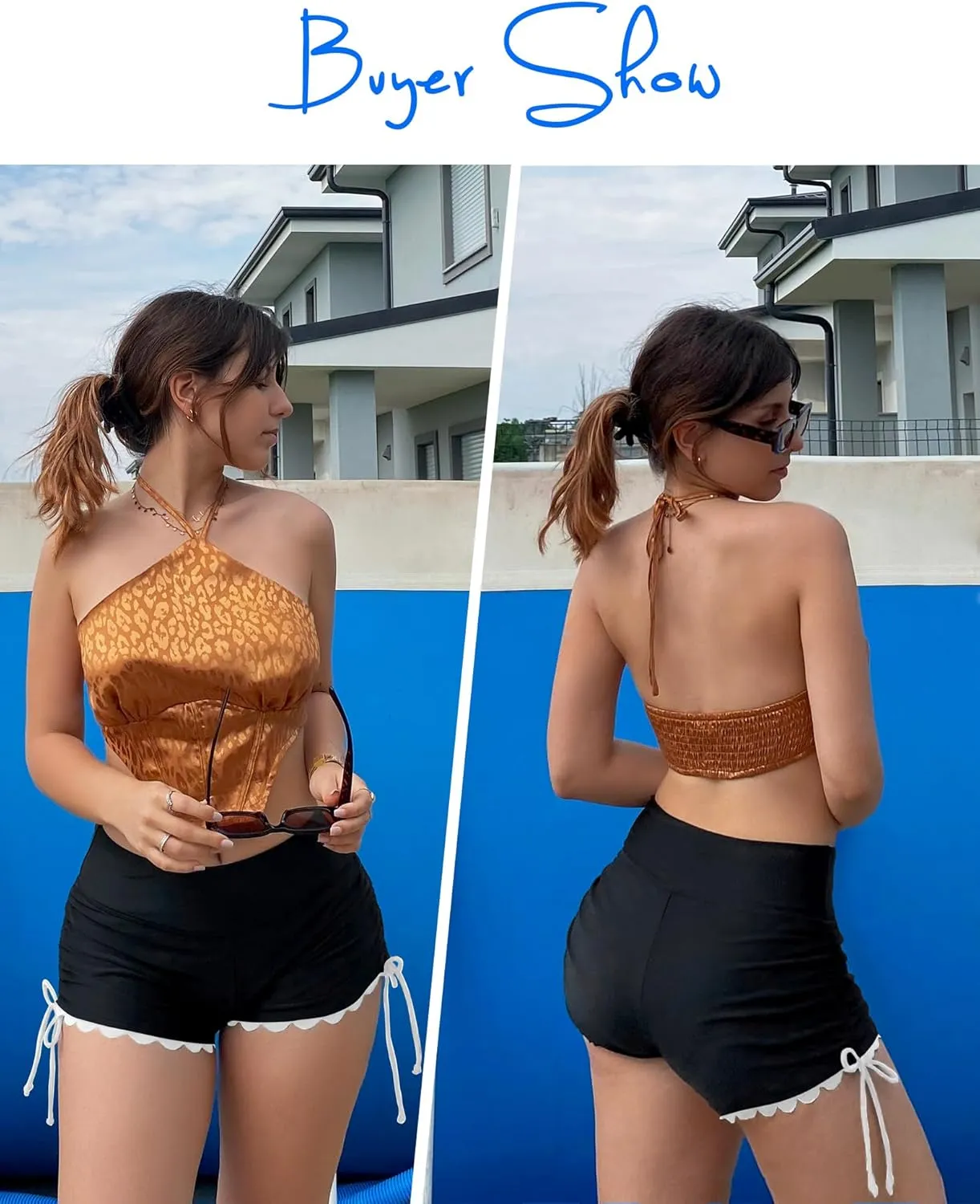 ATTRACO Women Swim Shorts High Waisted Swimsuit Shorts Swim Bottom Board Shorts
