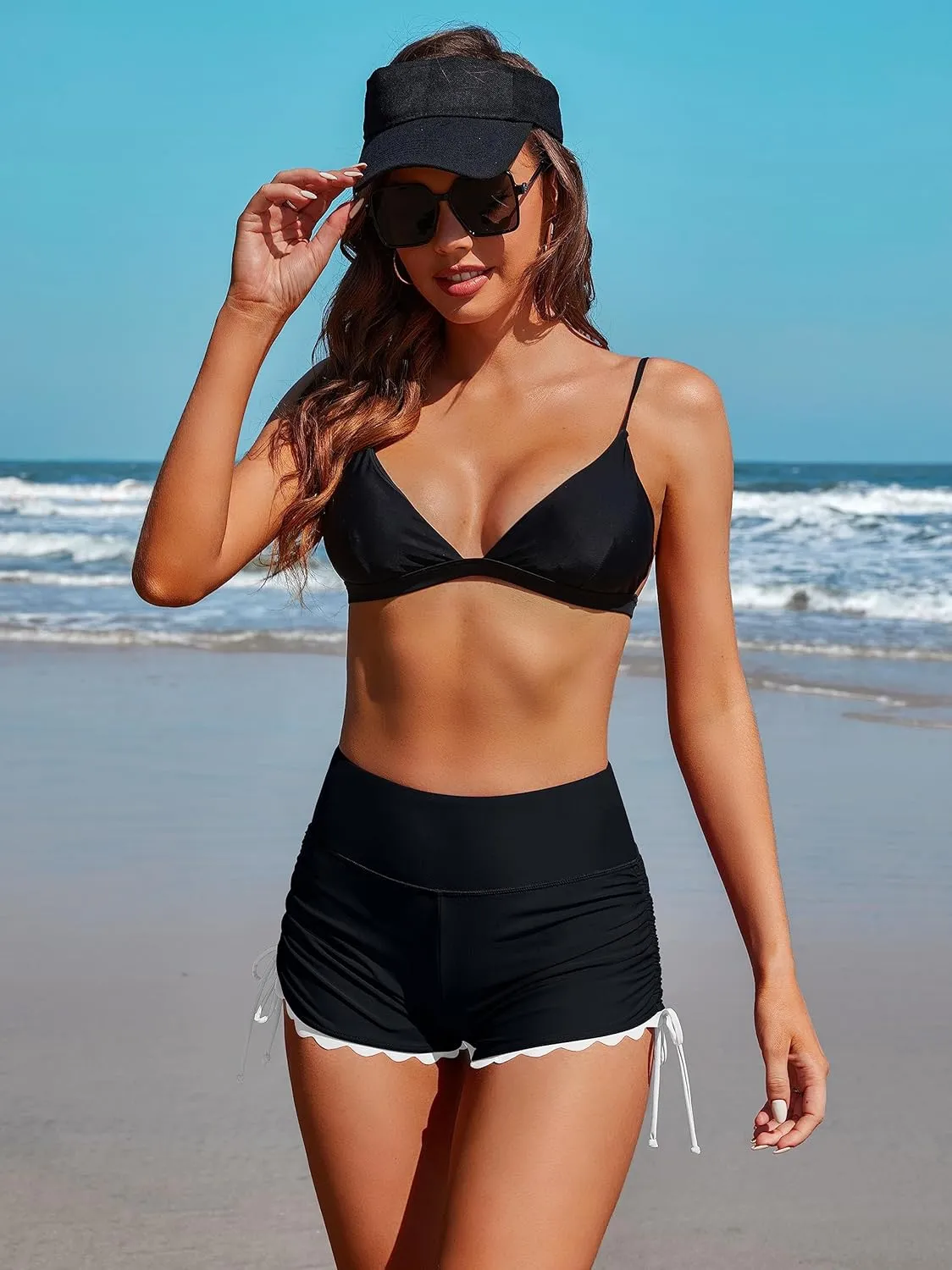 ATTRACO Women Swim Shorts High Waisted Swimsuit Shorts Swim Bottom Board Shorts