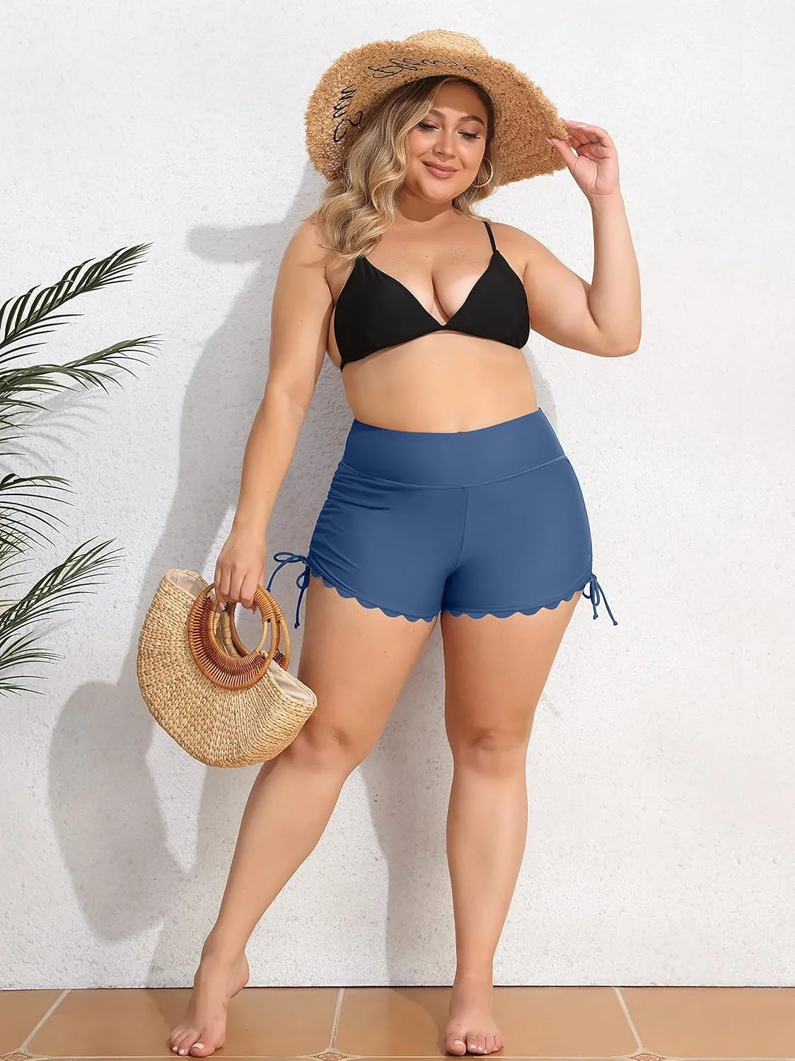 ATTRACO Women Swim Shorts High Waisted Swimsuit Shorts Swim Bottom Board Shorts
