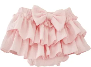 Baby Girls Bloomer Skirt Shorts Bowknot Cotton Gauze Ruffle Diaper Cover Shorts Briefs Cute Bloomers Underpants
