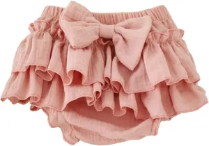 Baby Girls Bloomer Skirt Shorts Bowknot Cotton Gauze Ruffle Diaper Cover Shorts Briefs Cute Bloomers Underpants