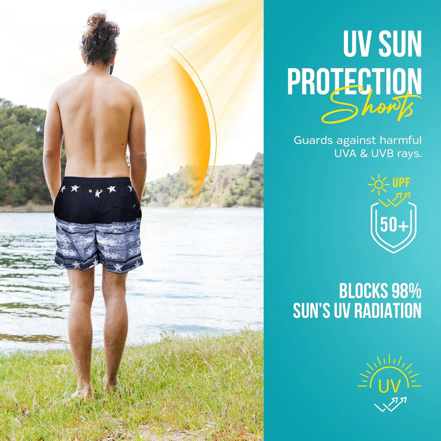 Banana Boat Mens Shorts UPF 50  UV Protection Four Way Stretch Volley Shorts |Swim Trunks |Quick Dry Shorts | Gym Shorts Men