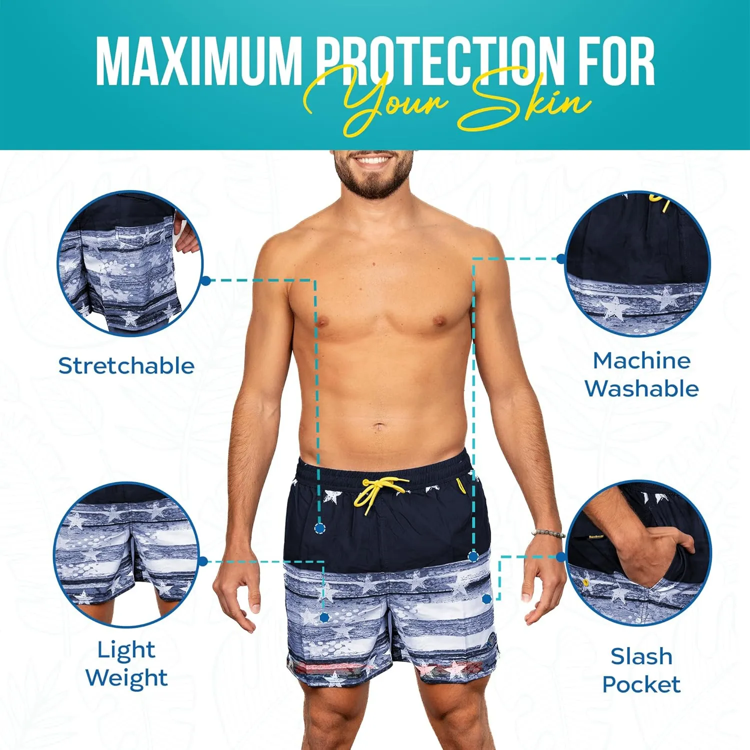Banana Boat Mens Shorts UPF 50  UV Protection Four Way Stretch Volley Shorts |Swim Trunks |Quick Dry Shorts | Gym Shorts Men