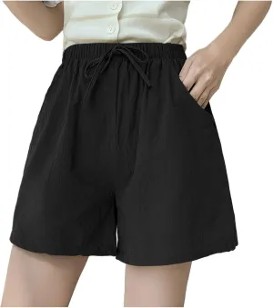Black Linen Shorts Women Plus Size Women High Waisted Jean Shorts - Stretchy Casual Shorts Trendy Swim Shorts Women Plus Size Women's Shorts 5 Inch Inseam Denim Womens Two Piece Ruffle Shorts Set
