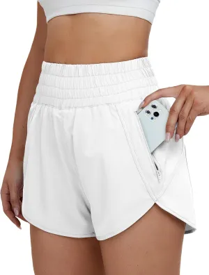 BMJL Women's High Waisted Athletic Shorts Pocket Workout Shorts Gym Sporty Running Shorts(XL,Black374)