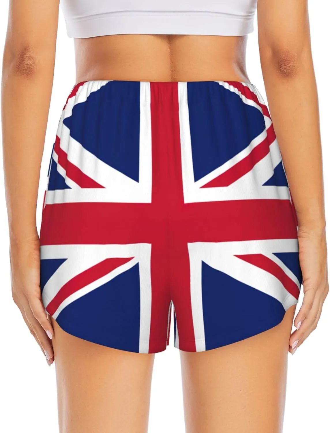 British Flag Print Women's Running Shorts High Waisted Athletic Shorts Quick Dry Gym Workout Shorts