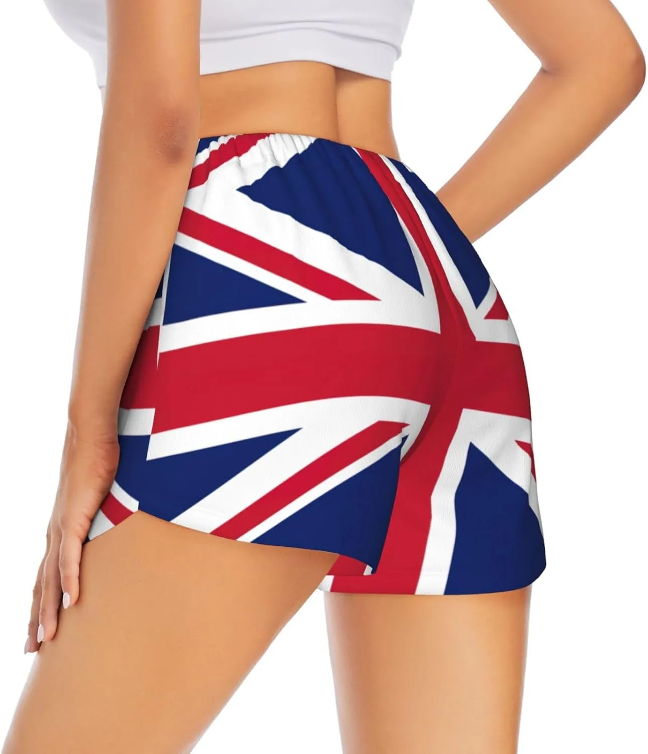 British Flag Print Women's Running Shorts High Waisted Athletic Shorts Quick Dry Gym Workout Shorts