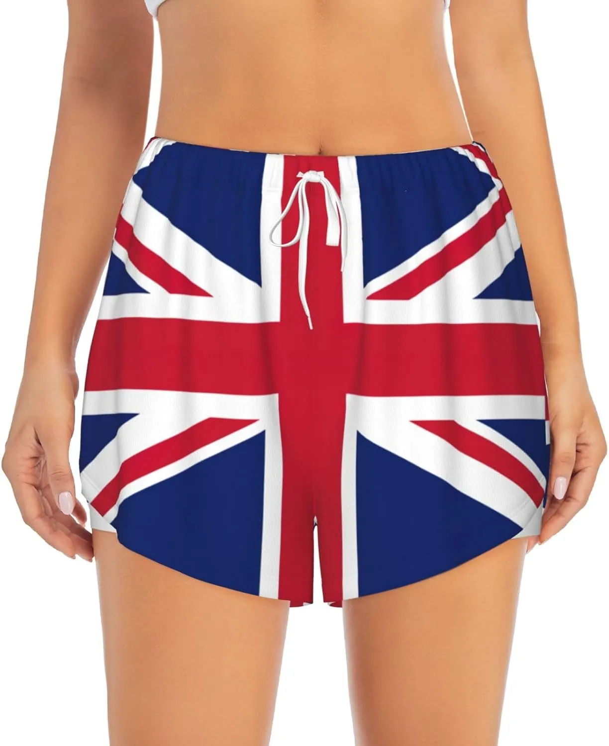 British Flag Print Women's Running Shorts High Waisted Athletic Shorts Quick Dry Gym Workout Shorts