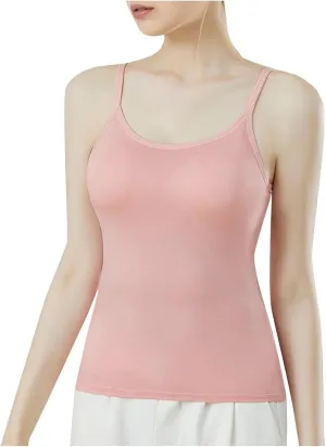 Camisole Tank Top for Women Stretchy Spaghetti Strap Basic Solid Undershirt Slim Fit Cami Tops with Padded