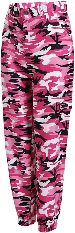 Camouflage Pants for Women Casual Combat Army Cargo Pants Multi-Pocket Military Tactical Bound Feet Camo Cargo Trouser