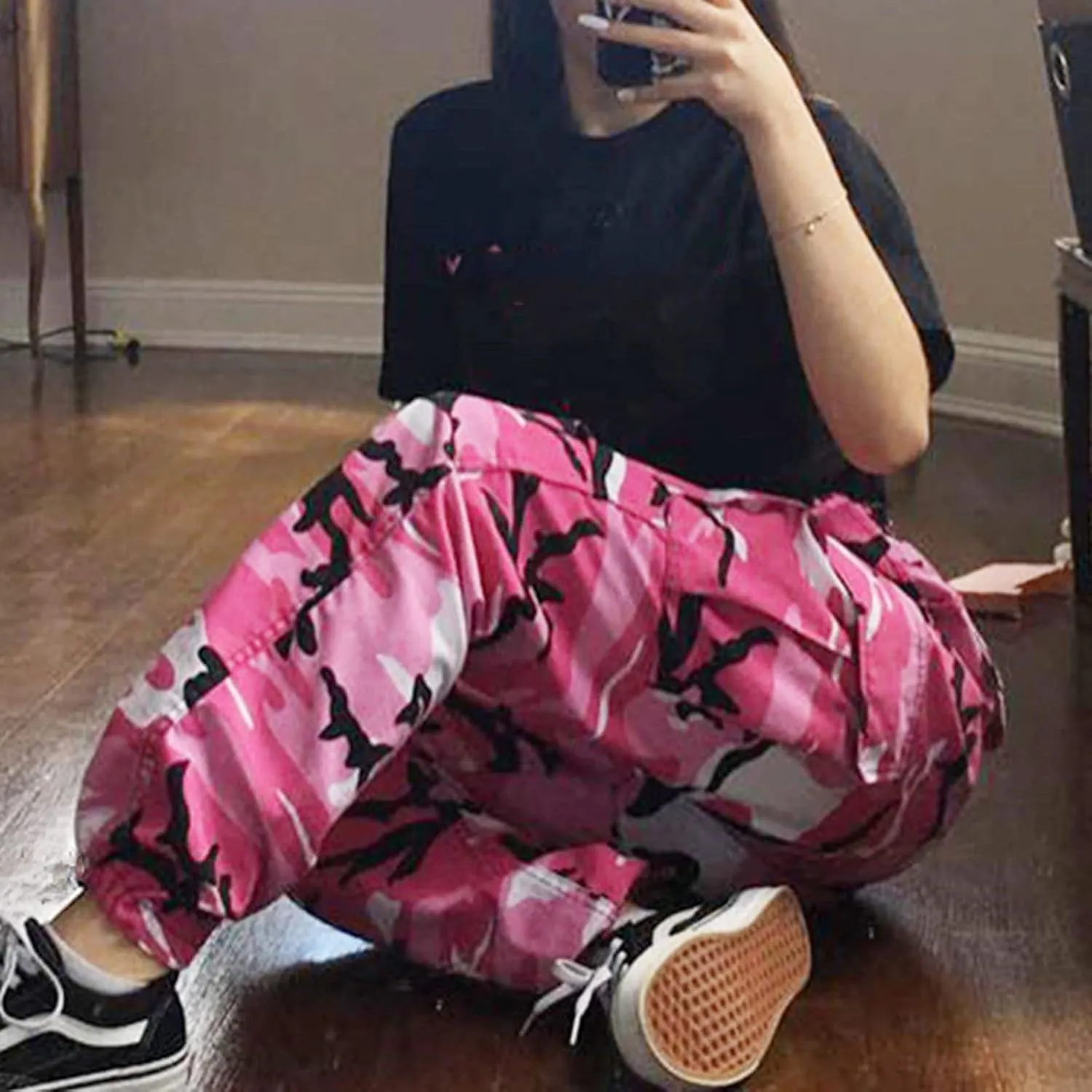 Camouflage Pants for Women Casual Combat Army Cargo Pants Multi-Pocket Military Tactical Bound Feet Camo Cargo Trouser