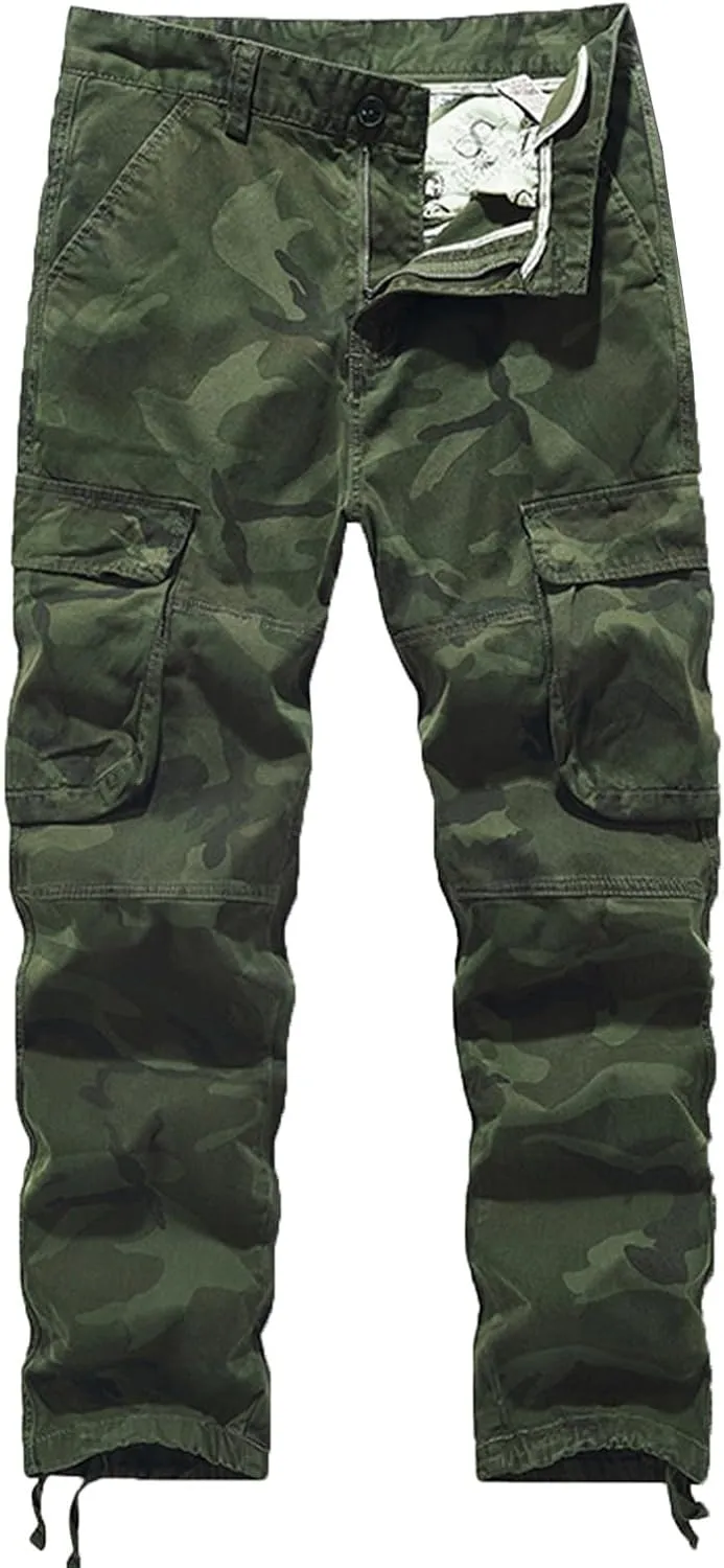Cargo Pants for Men, CamoRelaxed Fit Utility Hiking Pants, Ripstop Work Casual Wild Pants with Pockets