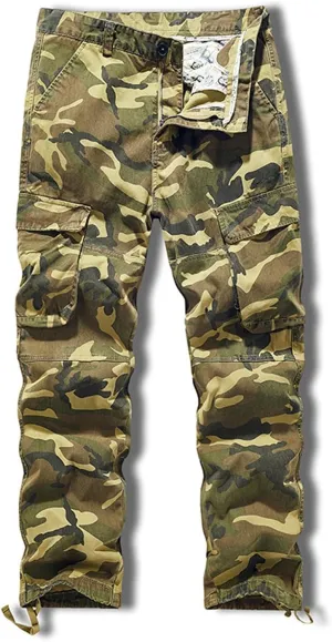 Cargo Pants for Men, CamoRelaxed Fit Utility Hiking Pants, Ripstop Work Casual Wild Pants with Pockets
