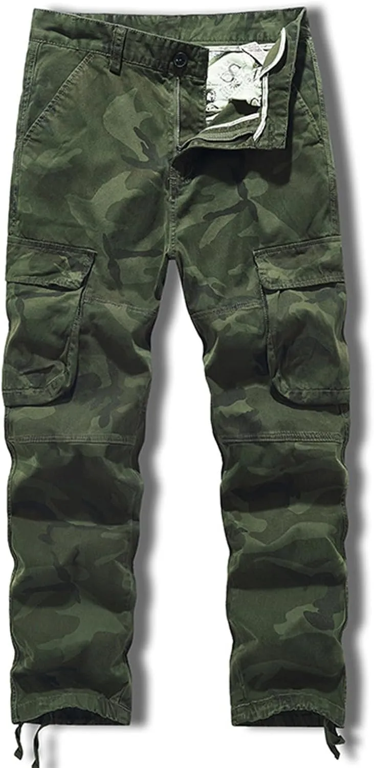 Cargo Pants for Men, CamoRelaxed Fit Utility Hiking Pants, Ripstop Work Casual Wild Pants with Pockets