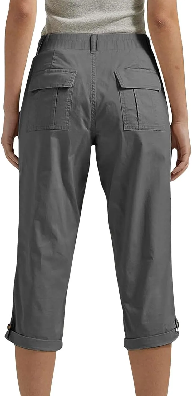 Cargo Pants Women Cargo Capris Capri Pants Dressy Joggers Casual Pull On Cropped Pants with Pockets Work Pants