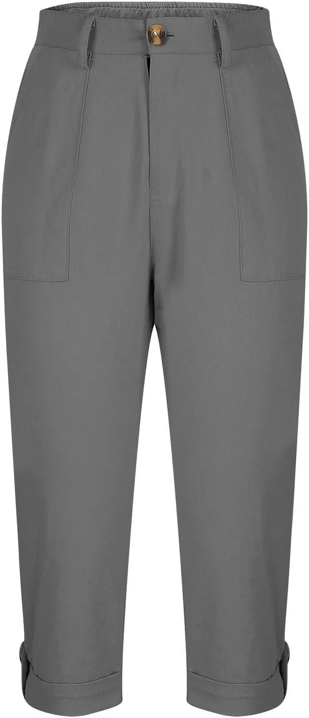 Cargo Pants Women Cargo Capris Capri Pants Dressy Joggers Casual Pull On Cropped Pants with Pockets Work Pants