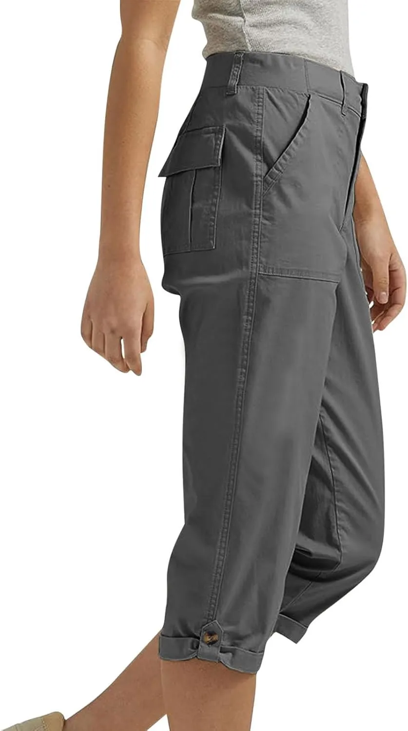 Cargo Pants Women Cargo Capris Capri Pants Dressy Joggers Casual Pull On Cropped Pants with Pockets Work Pants